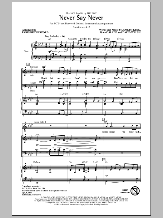 Paris Rutherford Never Say Never sheet music notes and chords arranged for SSA Choir