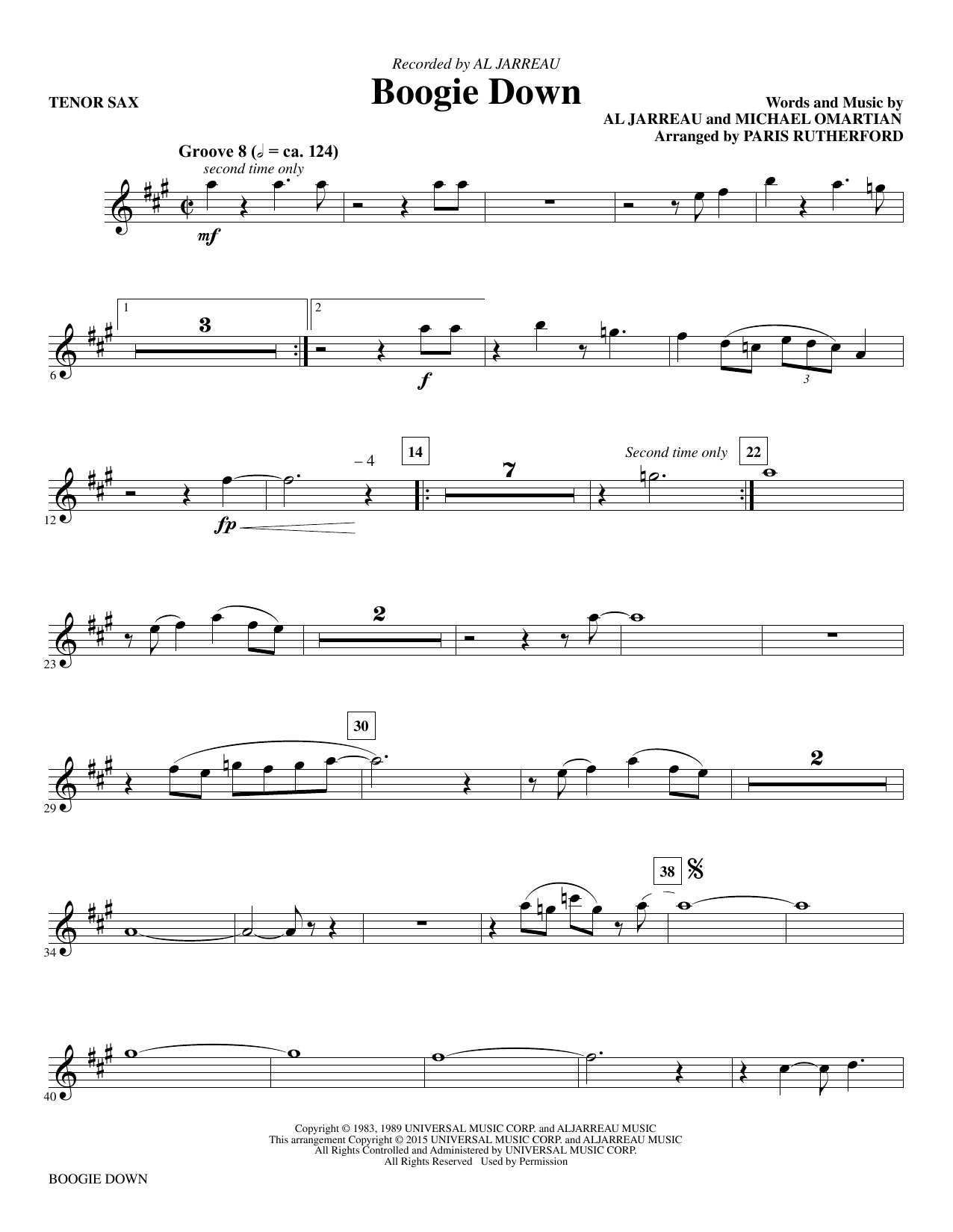 Paris Rutherford Boogie Down - Bb Tenor Saxophone sheet music notes and chords arranged for Choir Instrumental Pak