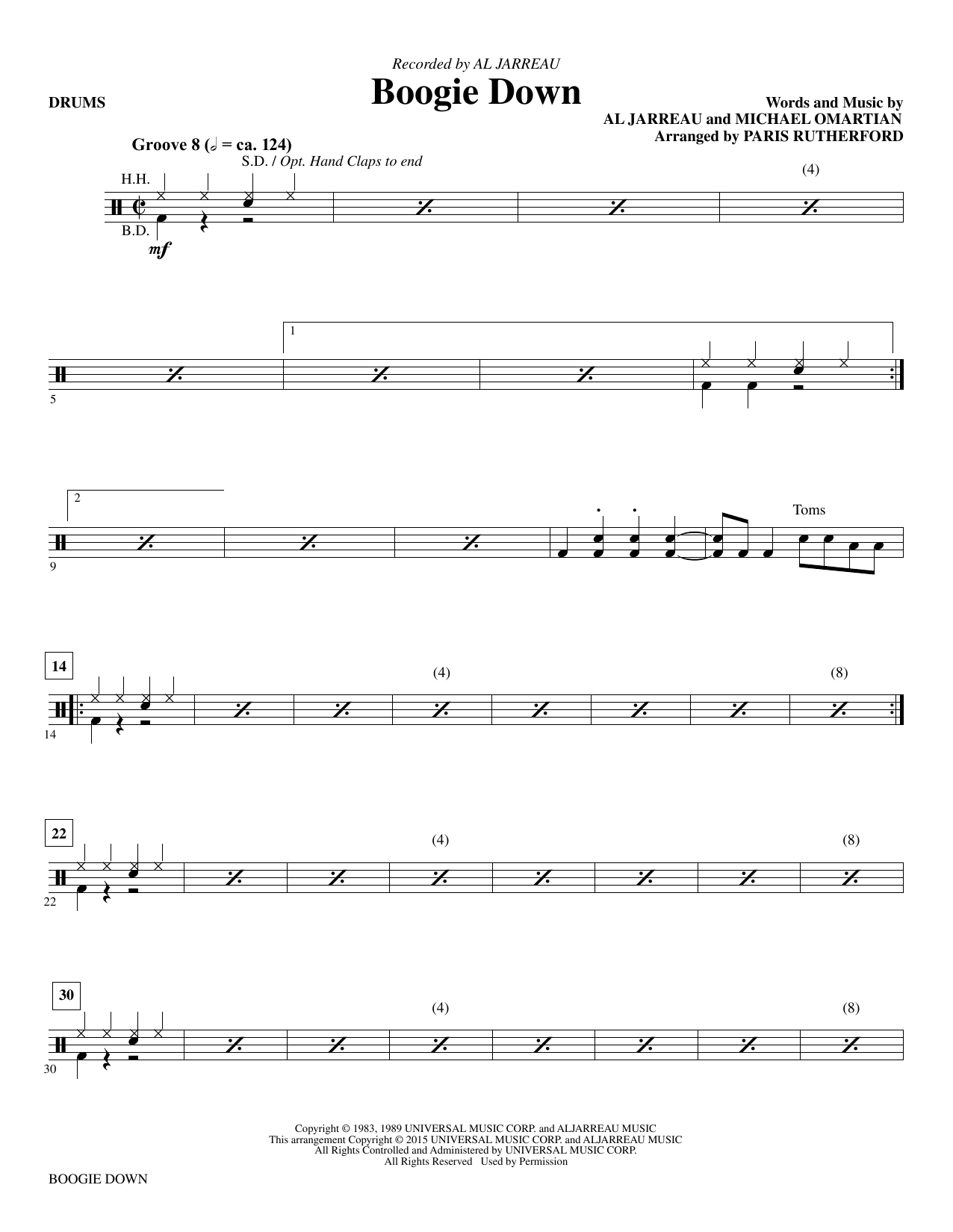 Paris Rutherford Boogie Down - Drums sheet music notes and chords arranged for Choir Instrumental Pak