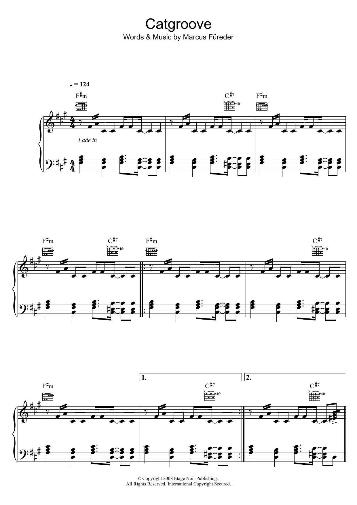 Parov Stellar Catgroove sheet music notes and chords arranged for Piano Solo