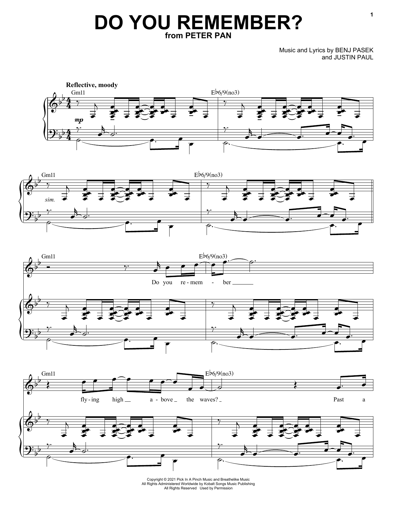 Pasek & Paul Do You Remember? sheet music notes and chords arranged for Piano & Vocal