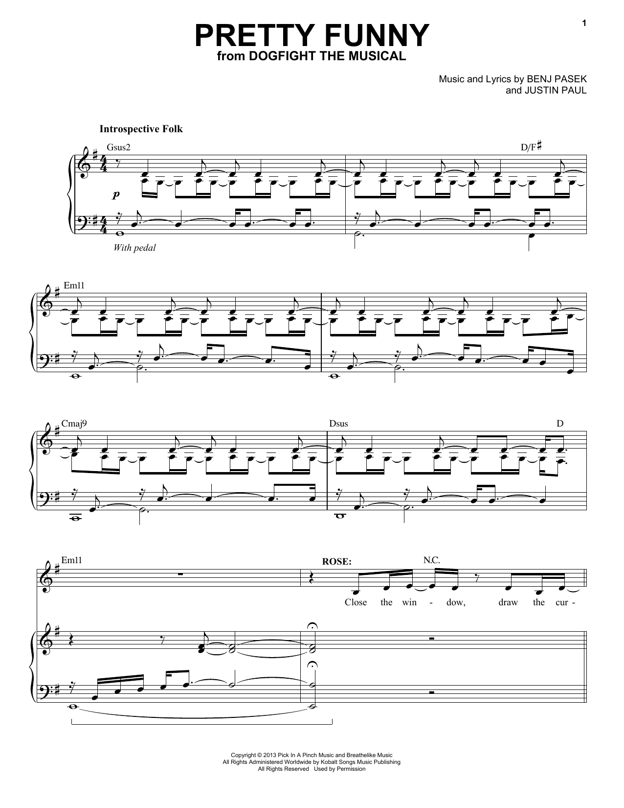 Pasek & Paul Pretty Funny (from Dogfight) sheet music notes and chords arranged for Piano & Vocal