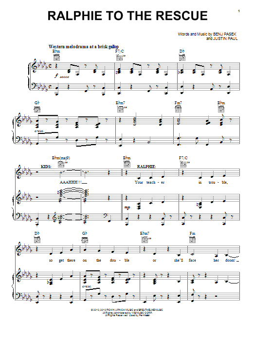 Pasek & Paul Ralphie To The Rescue sheet music notes and chords arranged for Piano, Vocal & Guitar Chords (Right-Hand Melody)