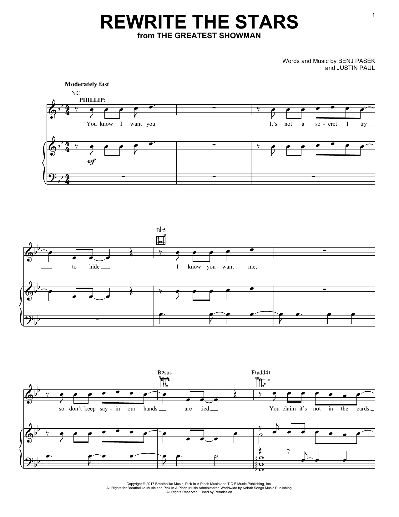 Pasek & Paul Rewrite The Stars (from The Greatest Showman) sheet music notes and chords arranged for French Horn Solo