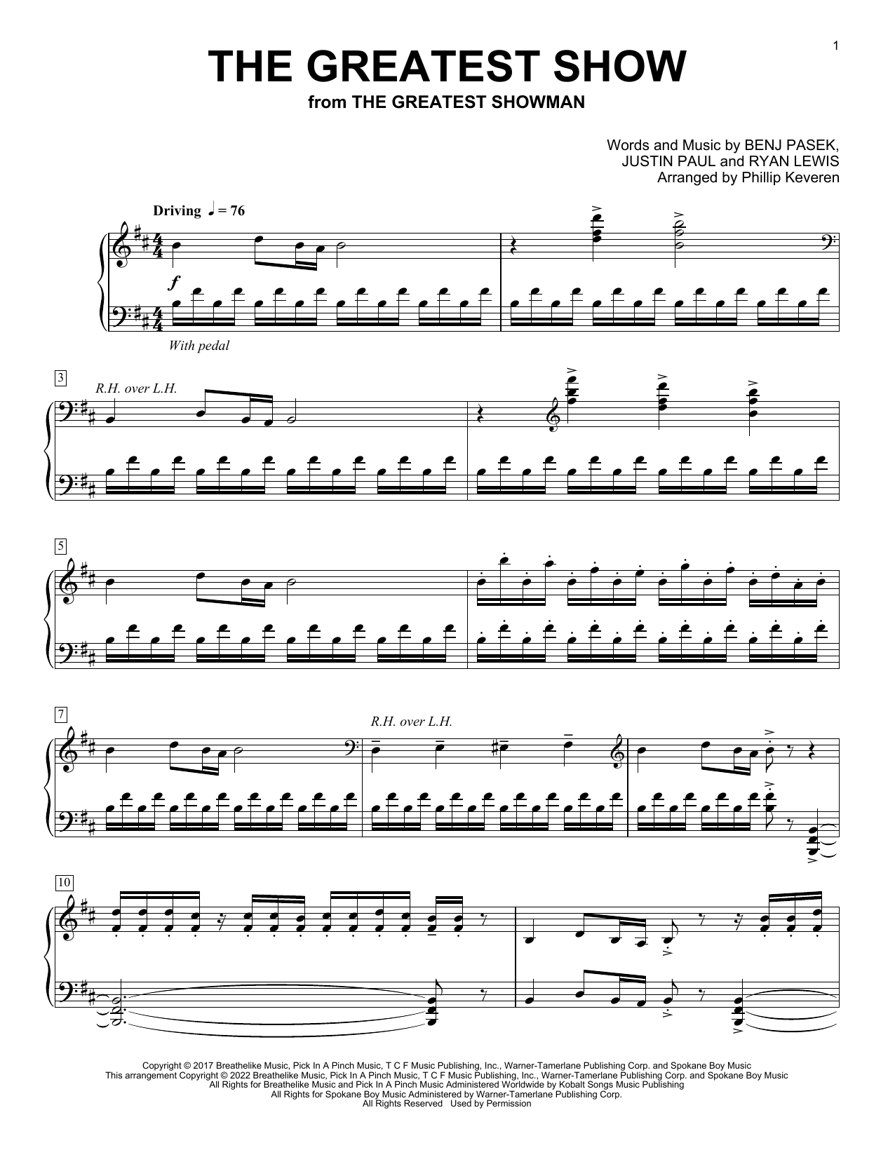 Pasek & Paul The Greatest Show (from The Greatest Showman) (arr. Phillip Keveren) sheet music notes and chords arranged for Piano Solo