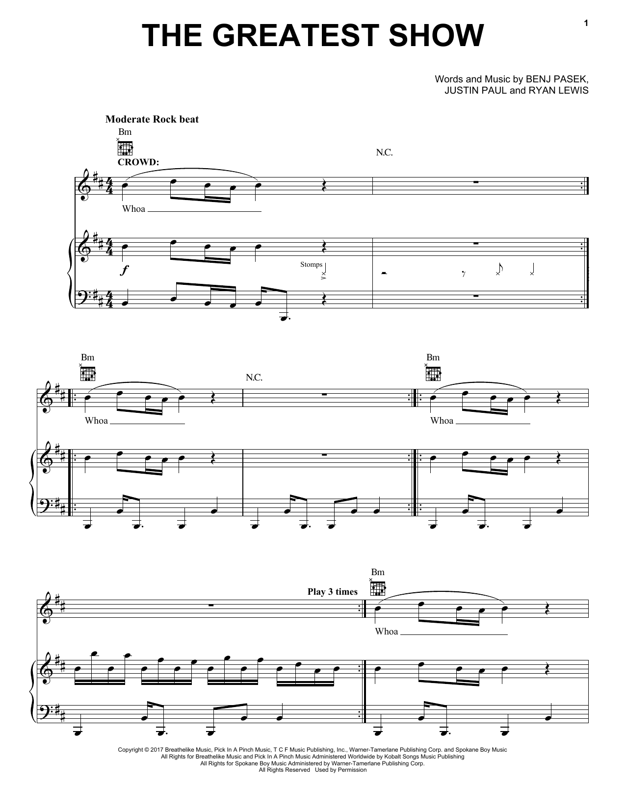 Pasek & Paul The Greatest Show (from The Greatest Showman) sheet music notes and chords arranged for Easy Piano
