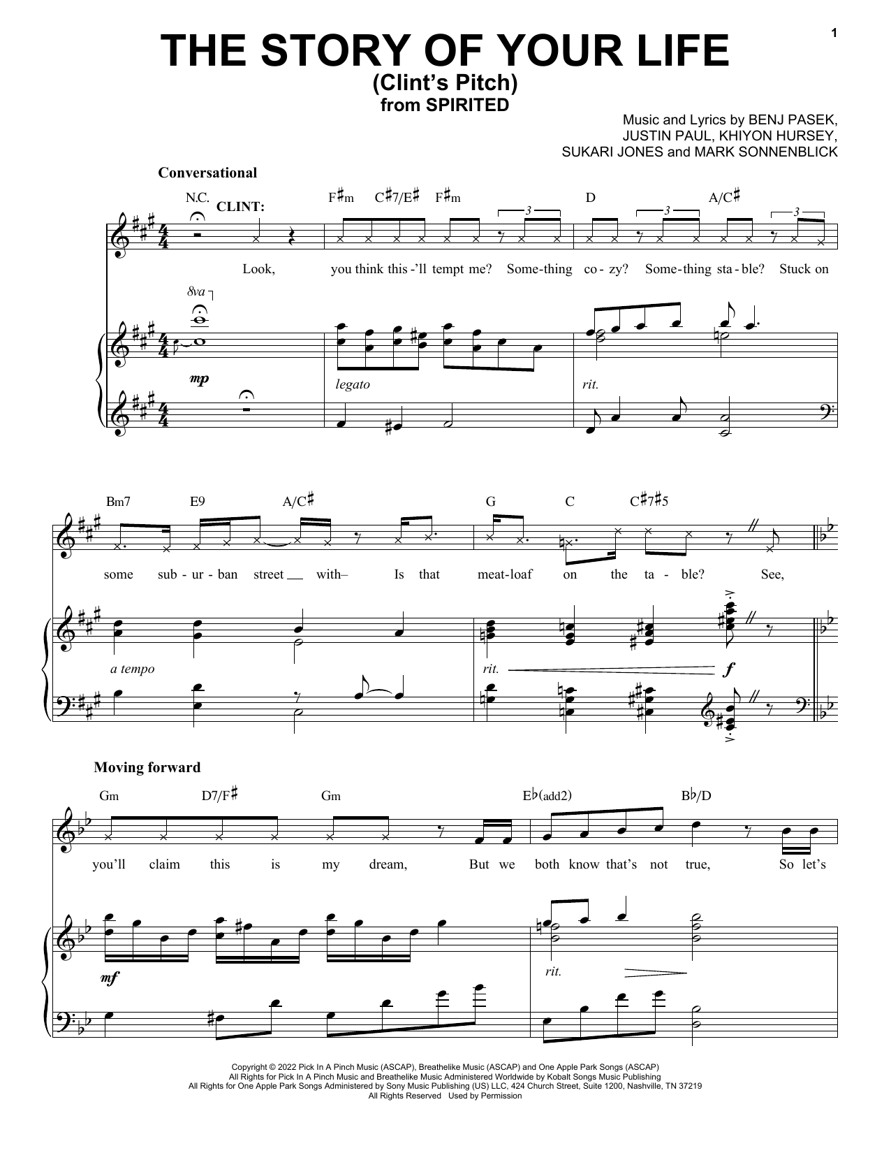 Pasek & Paul The Story Of Your Life (Clint's Pitch) (from Spirited) sheet music notes and chords arranged for Piano & Vocal