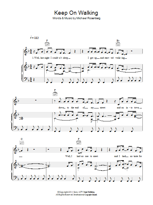 Passenger Keep On Walking sheet music notes and chords arranged for Piano, Vocal & Guitar Chords