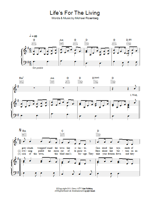 Passenger Life's For The Living sheet music notes and chords arranged for Piano, Vocal & Guitar Chords