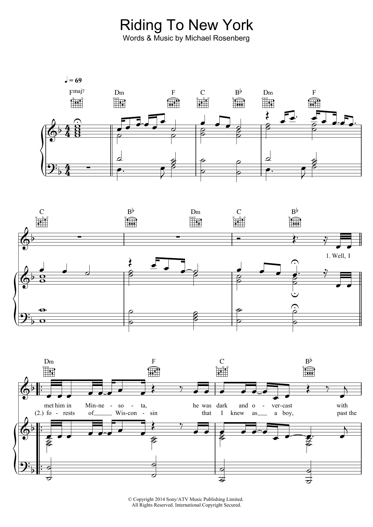 Passenger Riding To New York sheet music notes and chords arranged for Piano, Vocal & Guitar Chords