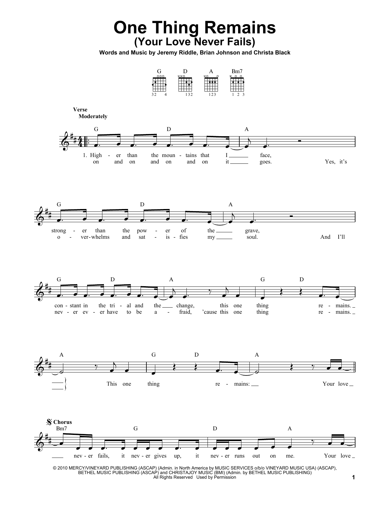 Passion & Kristian Stanfill One Thing Remains (Your Love Never Fails) sheet music notes and chords arranged for Clarinet Solo