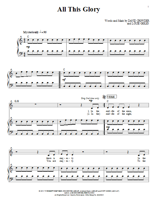 Passion All This Glory sheet music notes and chords arranged for Piano, Vocal & Guitar Chords (Right-Hand Melody)