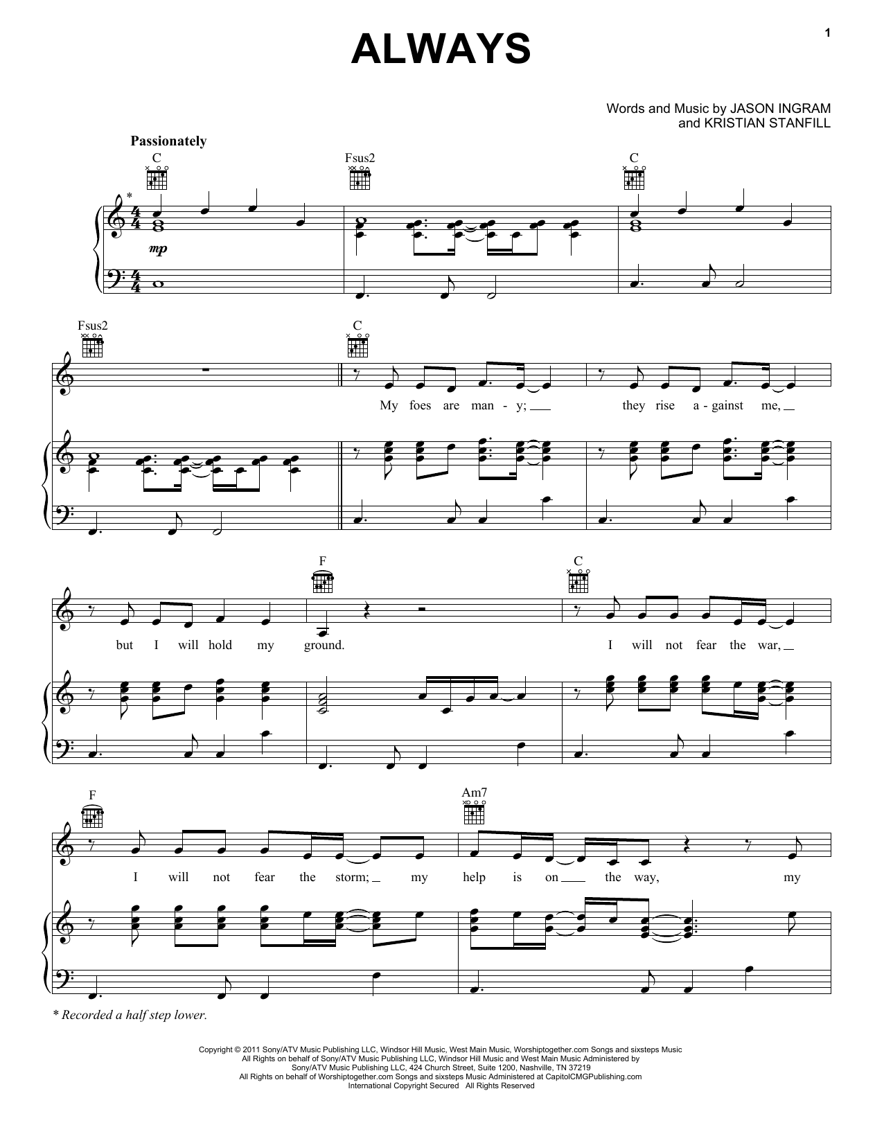 Passion Always sheet music notes and chords arranged for Piano, Vocal & Guitar Chords (Right-Hand Melody)
