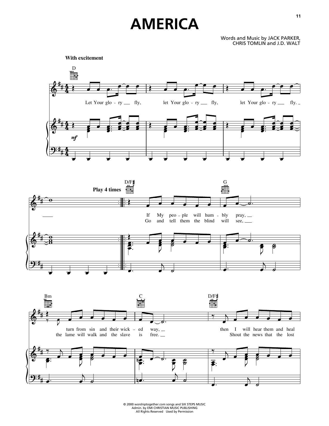 Passion America sheet music notes and chords arranged for Piano, Vocal & Guitar Chords (Right-Hand Melody)
