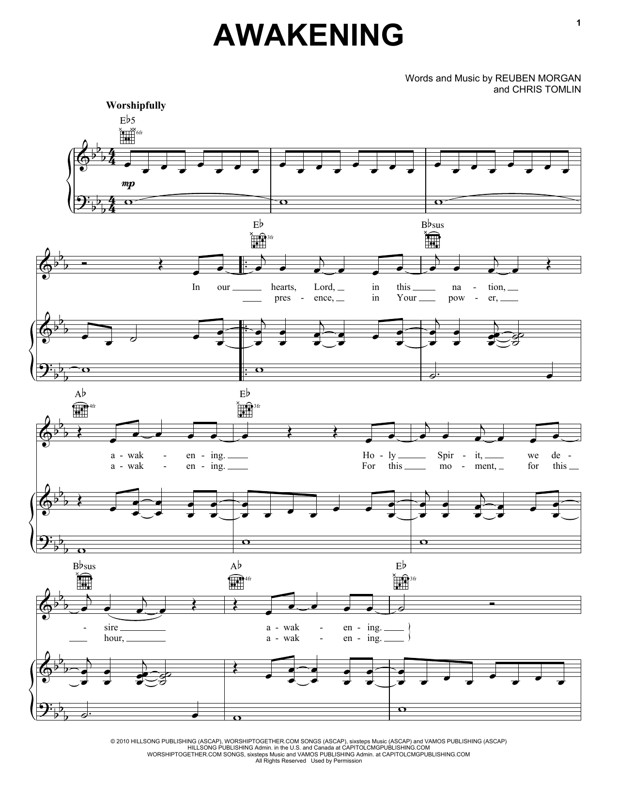 Passion Awakening sheet music notes and chords arranged for Piano, Vocal & Guitar Chords (Right-Hand Melody)