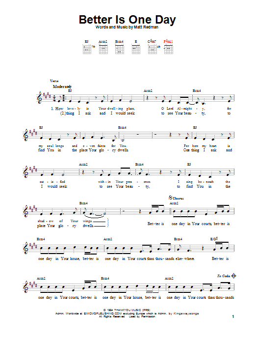 Passion Better Is One Day sheet music notes and chords arranged for Ukulele