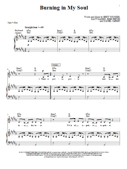 Passion Burning In My Soul sheet music notes and chords arranged for Piano, Vocal & Guitar Chords (Right-Hand Melody)