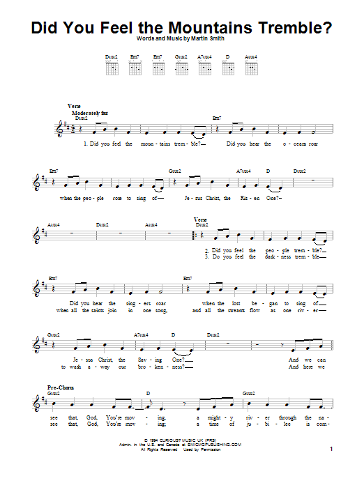 Passion Did You Feel The Mountains Tremble? sheet music notes and chords arranged for Easy Guitar