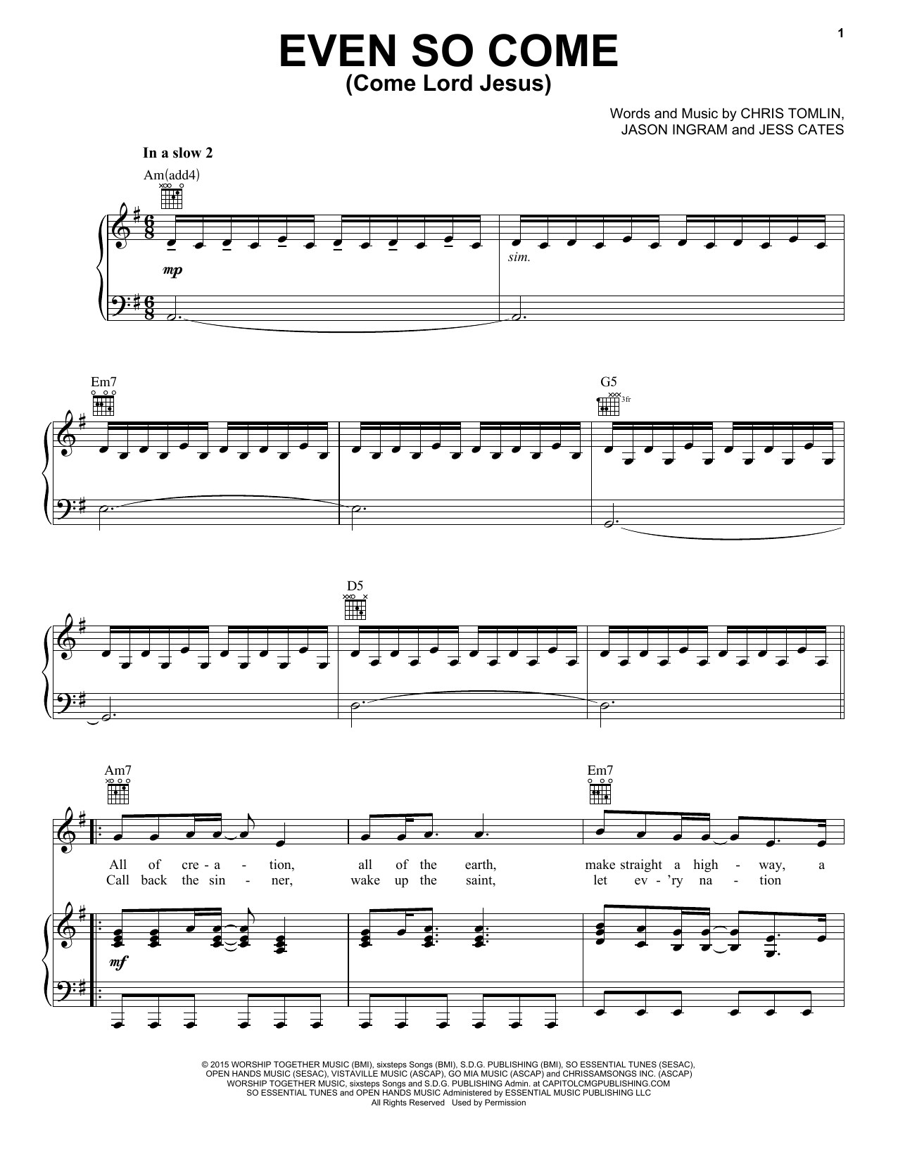 Passion Even So Come (Come Lord Jesus) (feat. Kristian Stanfill) sheet music notes and chords arranged for Lead Sheet / Fake Book