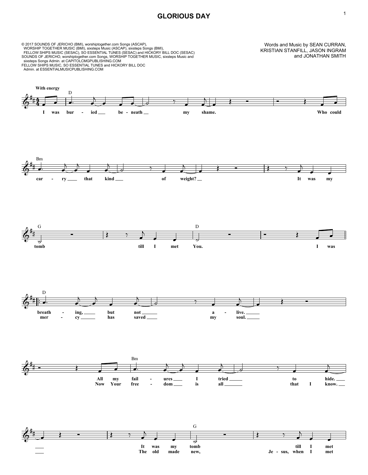 Passion Glorious Day (feat. Kristian Stanfill) sheet music notes and chords arranged for Lead Sheet / Fake Book