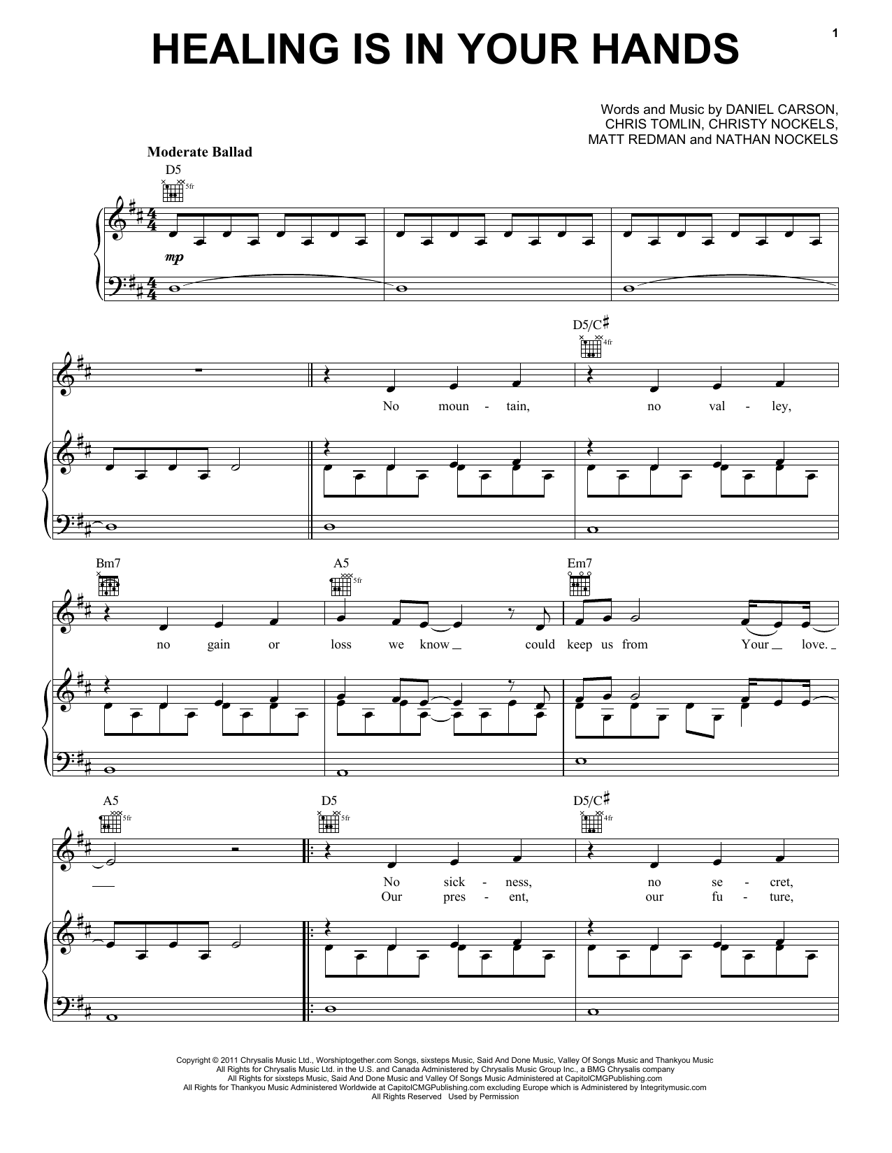 Passion Healing Is In Your Hands sheet music notes and chords arranged for Piano, Vocal & Guitar Chords (Right-Hand Melody)