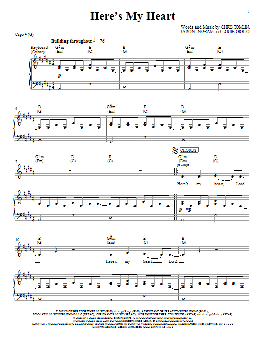 Passion Here's My Heart sheet music notes and chords arranged for Lead Sheet / Fake Book