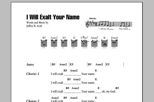 Passion I Will Exalt Your Name sheet music notes and chords arranged for Piano, Vocal & Guitar Chords (Right-Hand Melody)