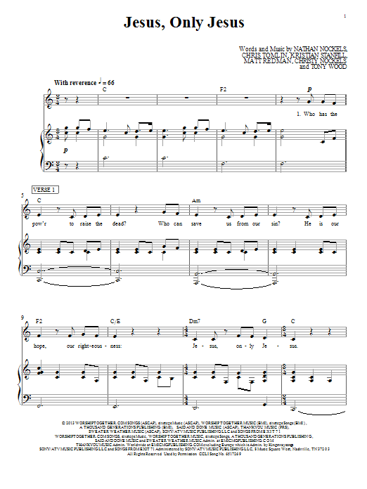 Passion Jesus, Only Jesus sheet music notes and chords arranged for Piano, Vocal & Guitar Chords (Right-Hand Melody)