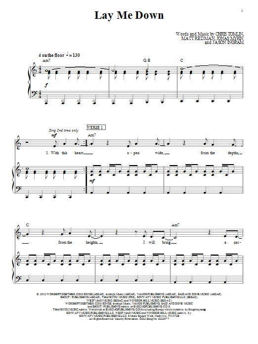Passion Lay Me Down sheet music notes and chords arranged for Piano, Vocal & Guitar Chords (Right-Hand Melody)