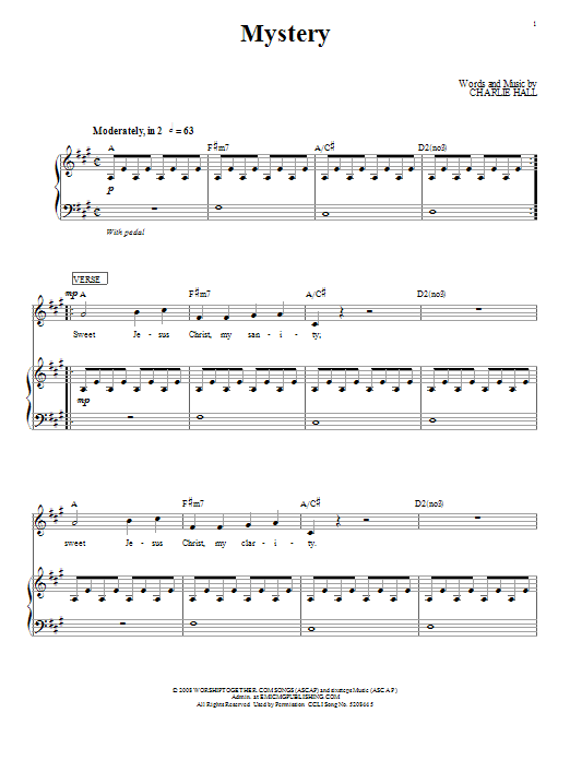 Passion Mystery sheet music notes and chords arranged for Piano, Vocal & Guitar Chords (Right-Hand Melody)
