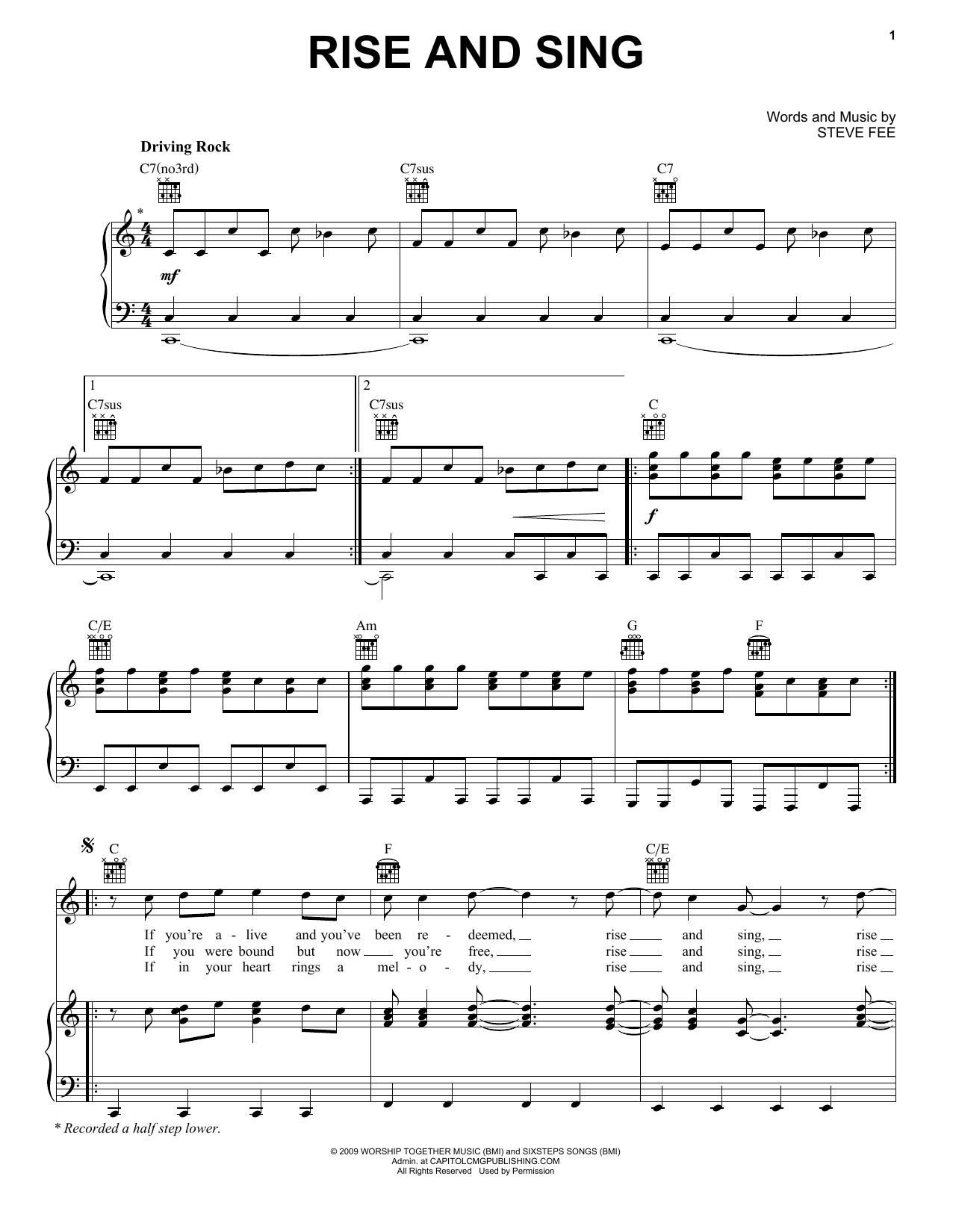 Passion Rise And Sing sheet music notes and chords arranged for Piano, Vocal & Guitar Chords (Right-Hand Melody)