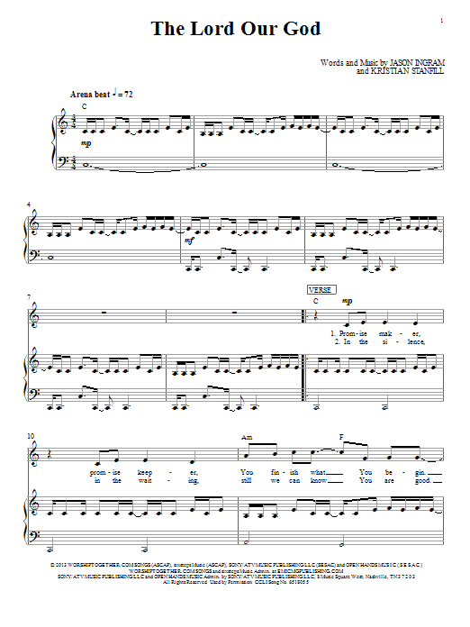 Passion The Lord Our God sheet music notes and chords arranged for Piano, Vocal & Guitar Chords (Right-Hand Melody)