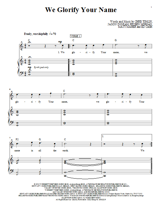 Passion We Glorify Your Name sheet music notes and chords arranged for Piano, Vocal & Guitar Chords (Right-Hand Melody)