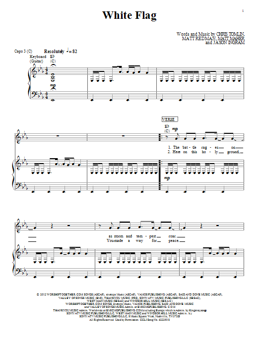 Passion White Flag sheet music notes and chords arranged for Piano, Vocal & Guitar Chords (Right-Hand Melody)