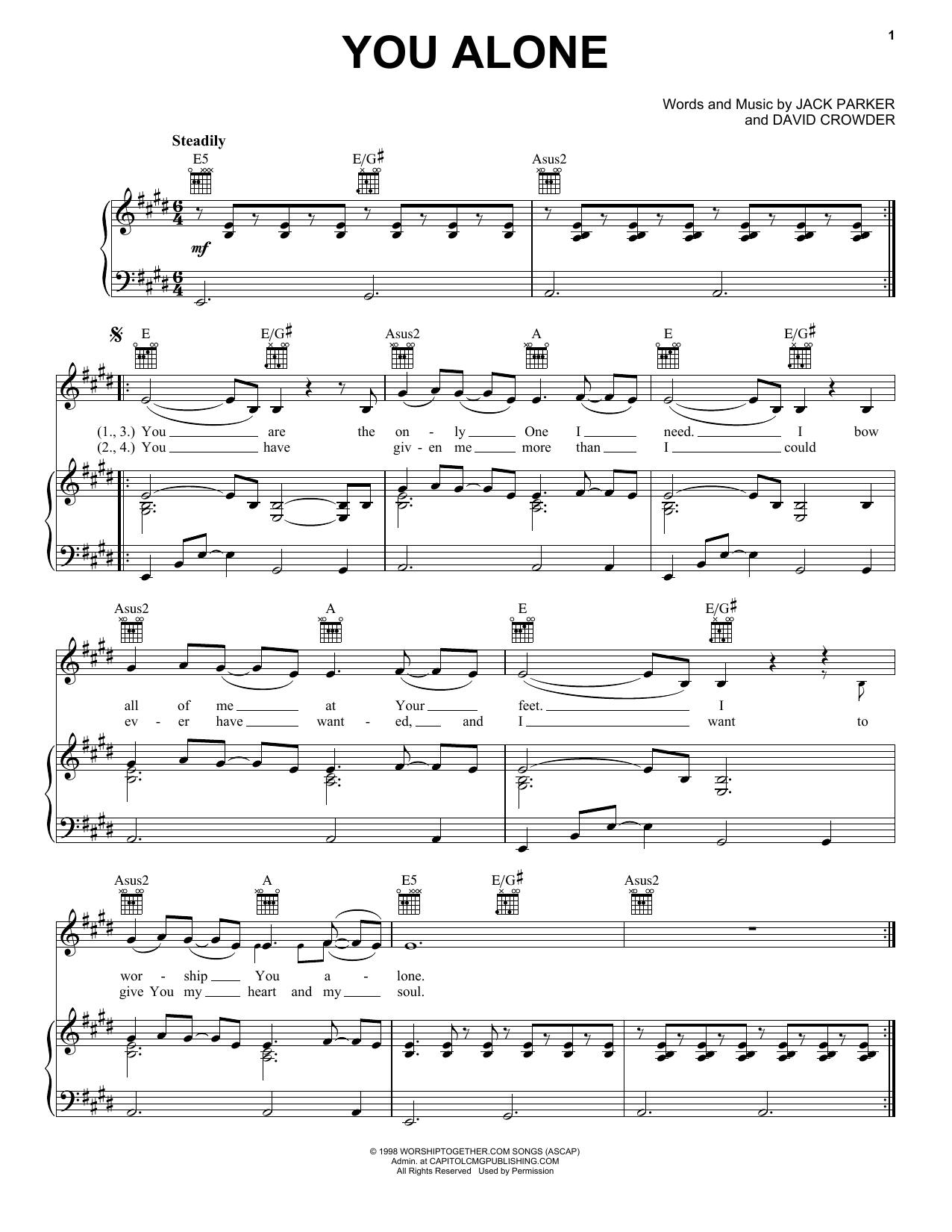 Passion You Alone sheet music notes and chords arranged for Piano, Vocal & Guitar Chords (Right-Hand Melody)
