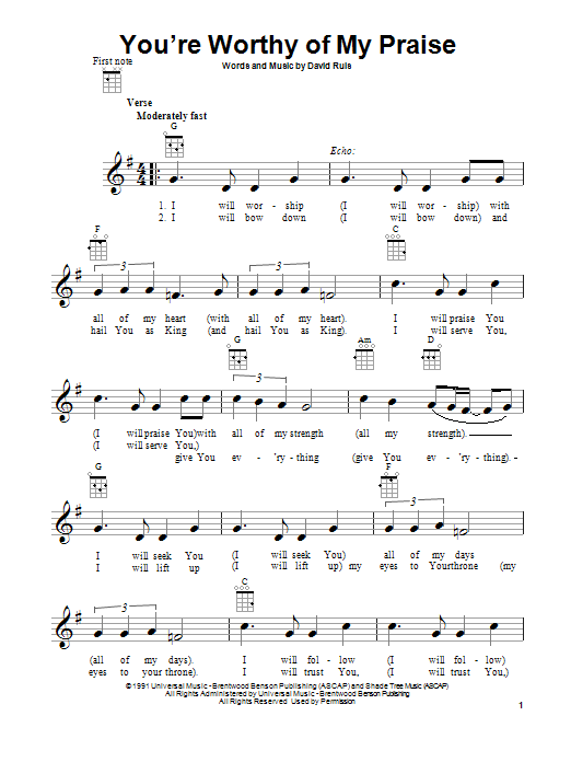 Passion You're Worthy Of My Praise sheet music notes and chords arranged for Easy Piano