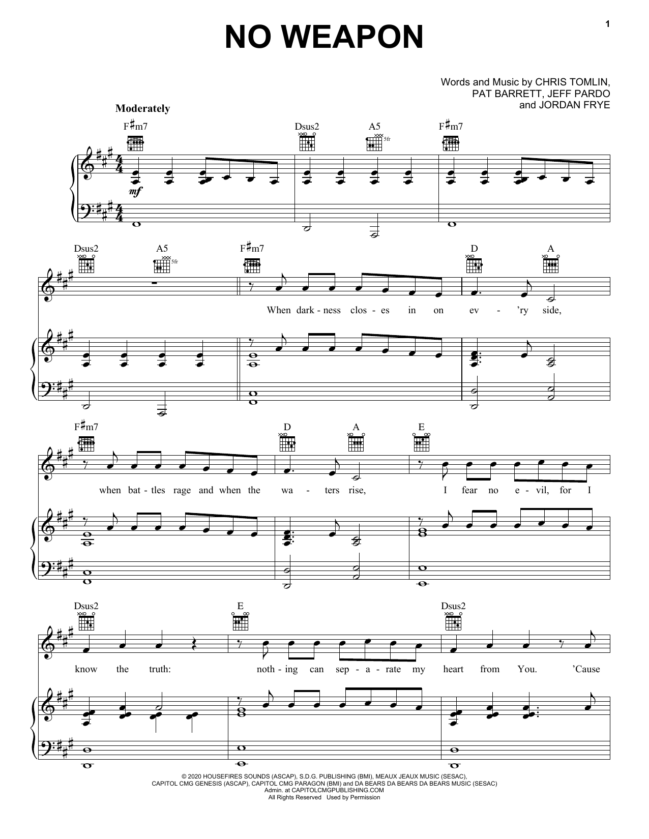 Pat Barrett No Weapon sheet music notes and chords arranged for Piano, Vocal & Guitar Chords (Right-Hand Melody)