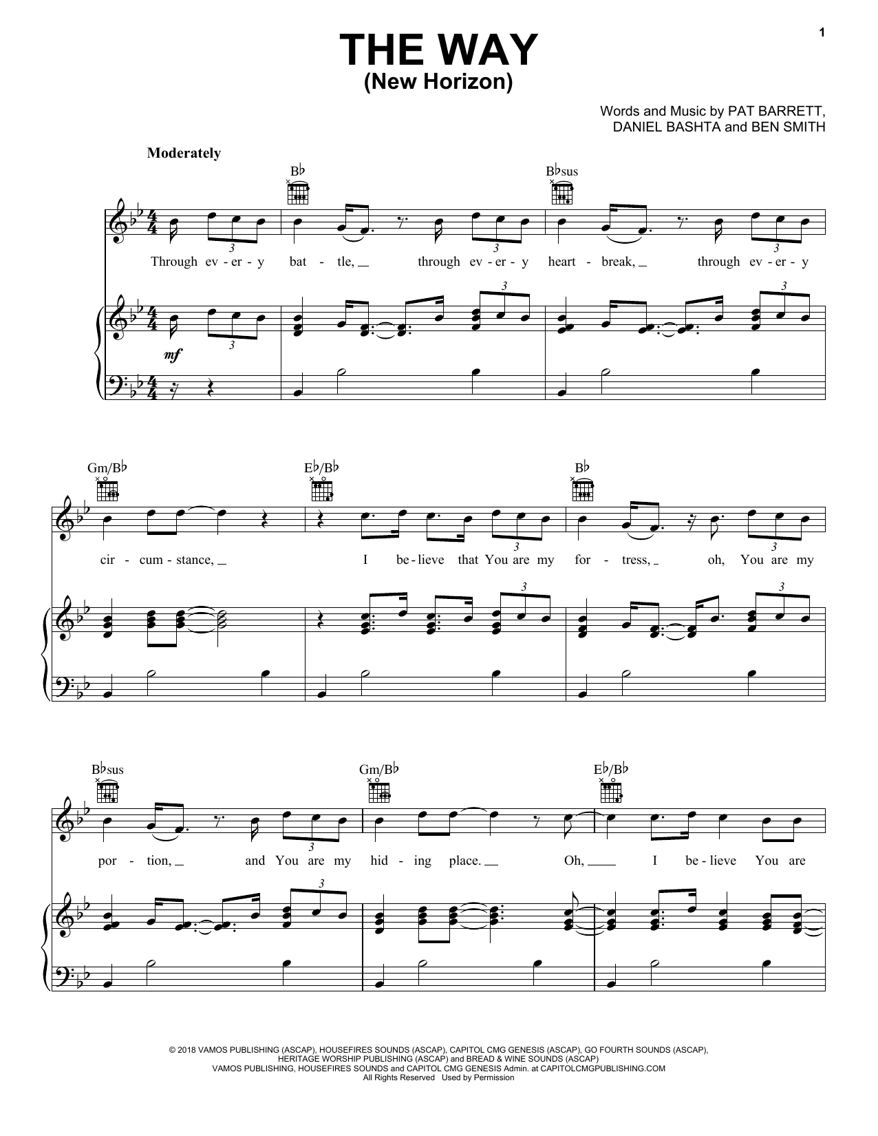 Pat Barrett The Way (New Horizon) sheet music notes and chords arranged for Piano, Vocal & Guitar Chords (Right-Hand Melody)