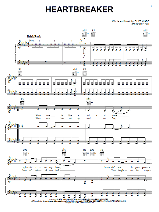 Pat Benatar Heartbreaker sheet music notes and chords arranged for Piano, Vocal & Guitar Chords (Right-Hand Melody)