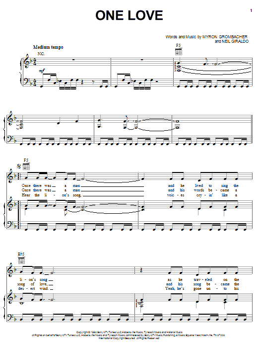 Pat Benatar One Love sheet music notes and chords arranged for Piano, Vocal & Guitar Chords (Right-Hand Melody)