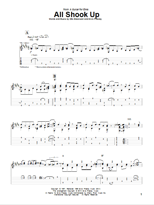 Pat Donohue All Shook Up sheet music notes and chords arranged for Guitar Tab