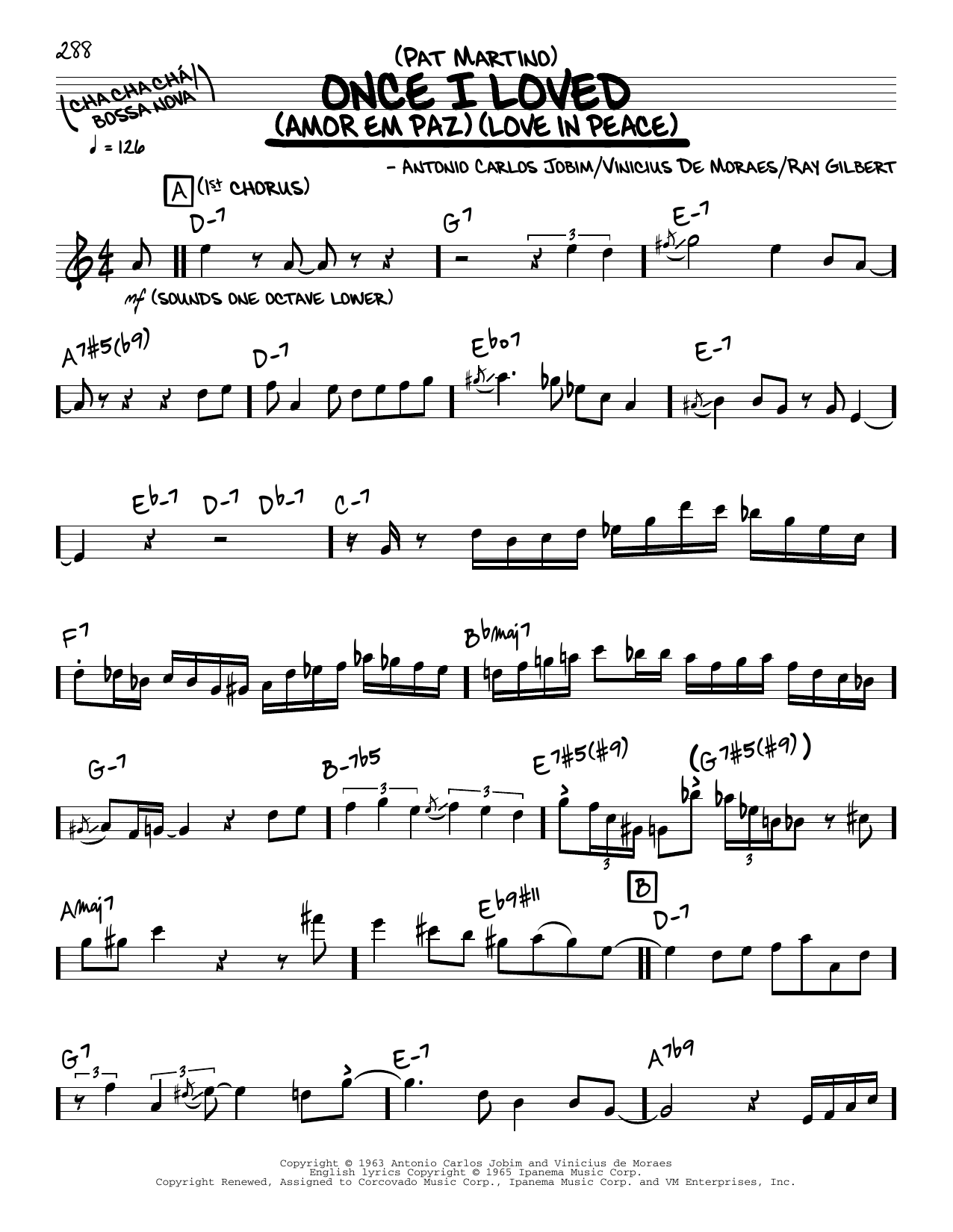 Pat Martino Once I Loved (solo only) sheet music notes and chords arranged for Real Book – Melody & Chords