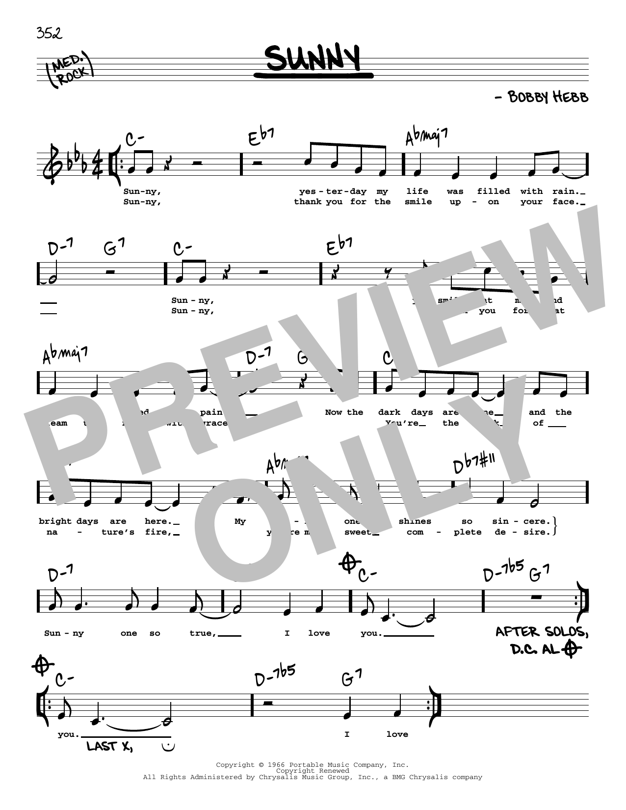 Pat Martino Sunny (High Voice) sheet music notes and chords arranged for Real Book – Melody, Lyrics & Chords