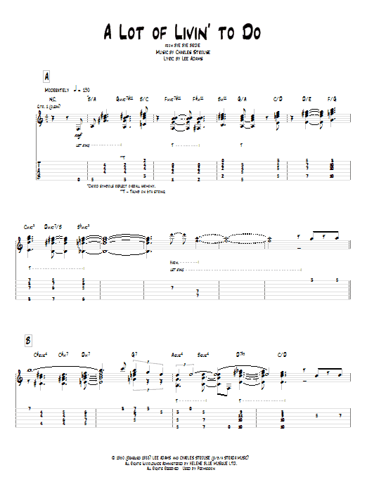Pat Metheny A Lot Of Livin' To Do sheet music notes and chords arranged for Guitar Tab