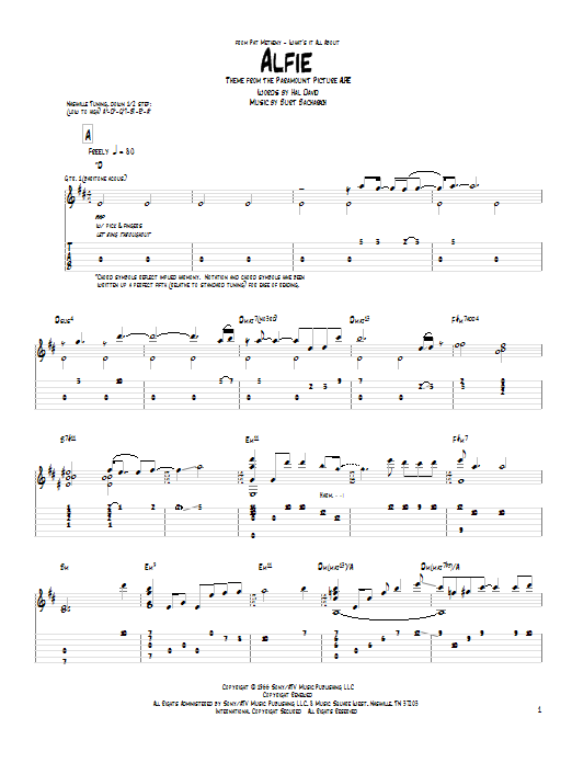 Pat Metheny Alfie sheet music notes and chords arranged for Guitar Tab