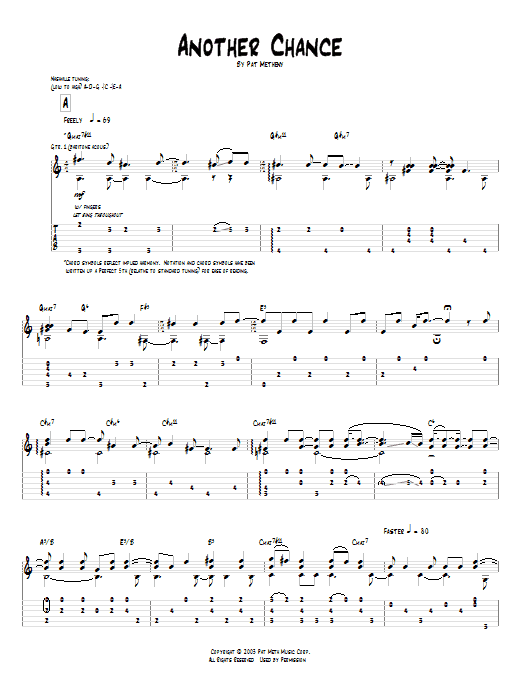 Pat Metheny Another Chance sheet music notes and chords arranged for Guitar Tab
