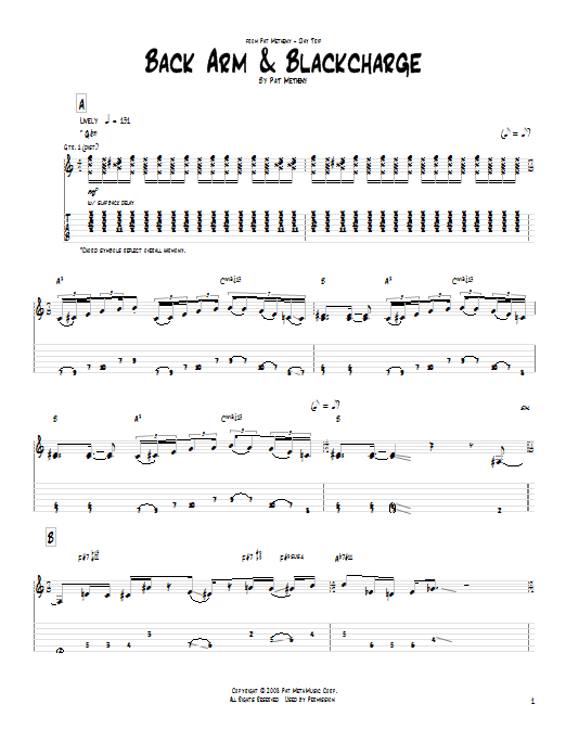 Pat Metheny Back Arm & Blackcharge sheet music notes and chords arranged for Real Book – Melody & Chords