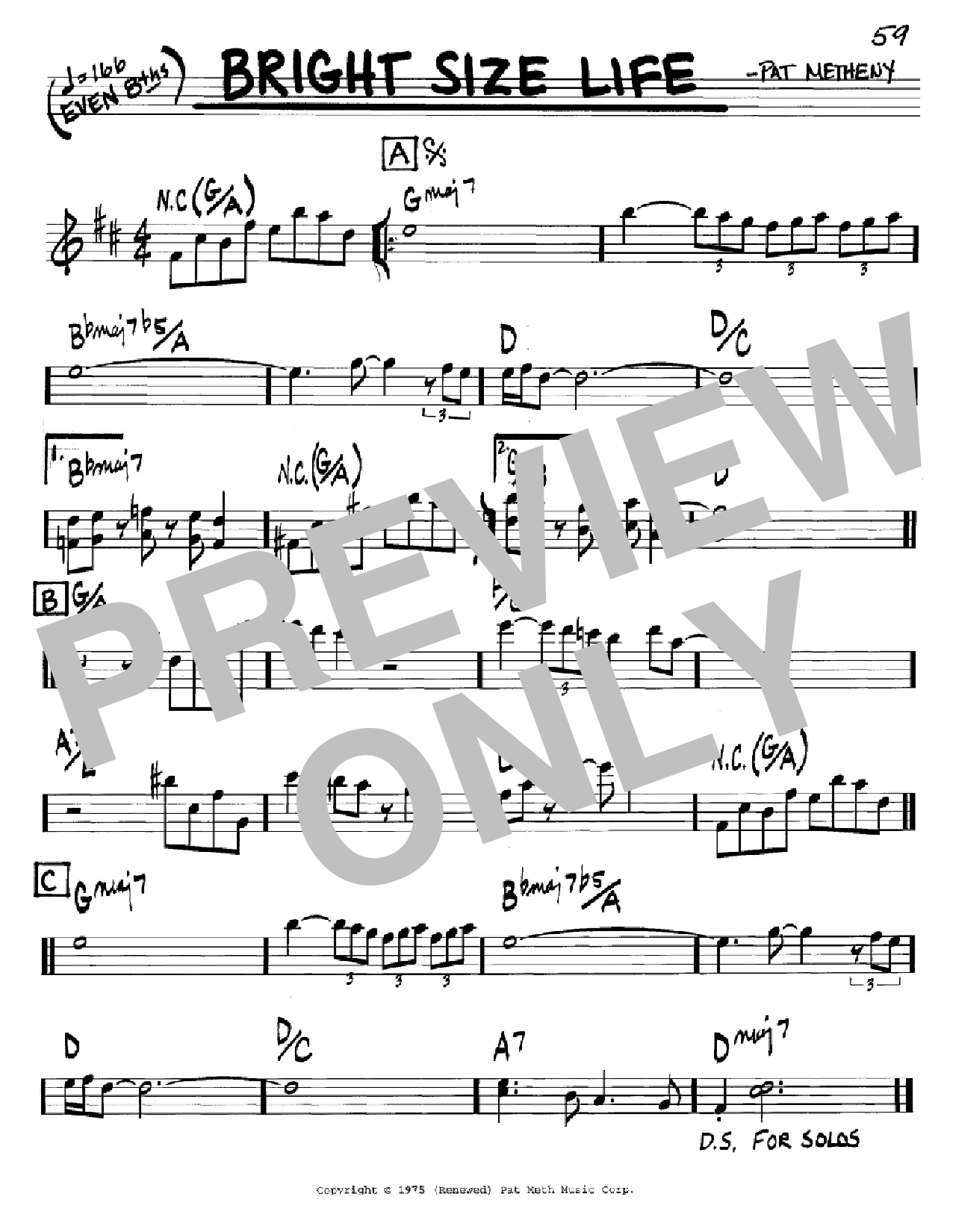 Pat Metheny Bright Size Life sheet music notes and chords arranged for Guitar Tab