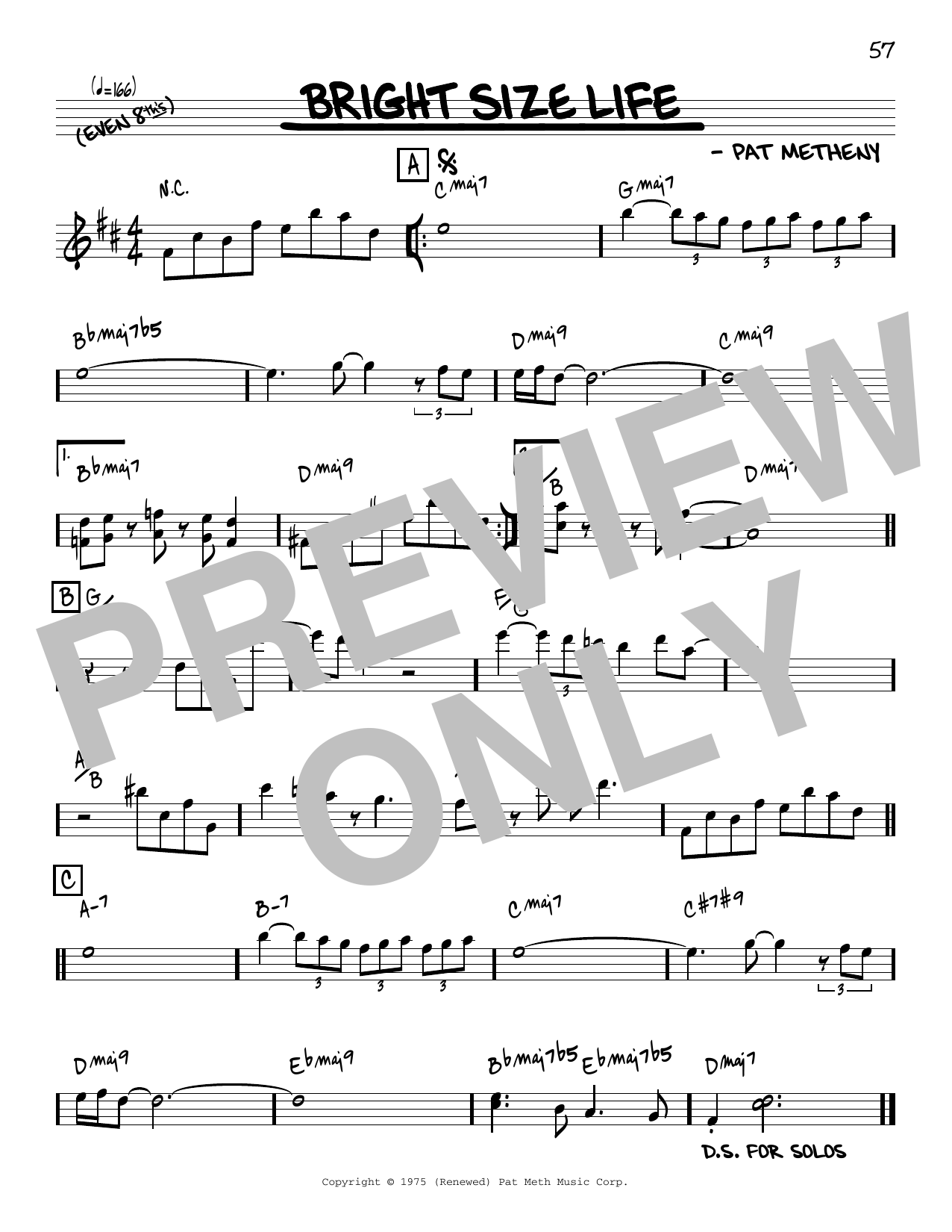 Pat Metheny Bright Size Life [Reharmonized version] (arr. Jack Grassel) sheet music notes and chords arranged for Real Book – Melody & Chords