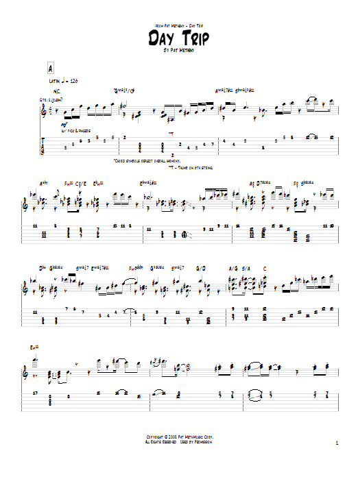 Pat Metheny Day Trip sheet music notes and chords arranged for Guitar Tab